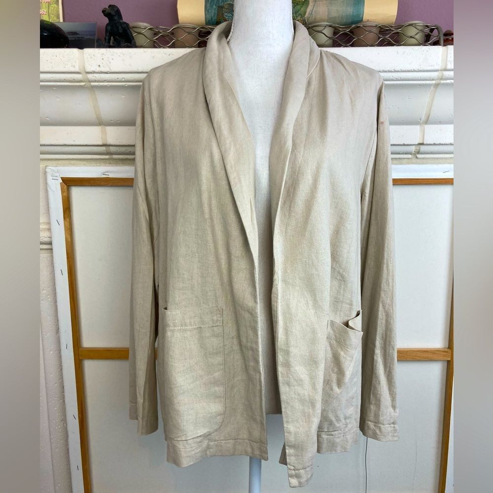 Old Navy Linen blend open beige natural blazer w/pockets